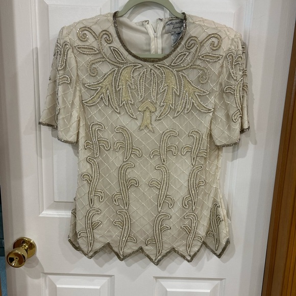Papell Boutique Evening beaded top old money upscale mom of bride or groom sizeM - Picture 2 of 10